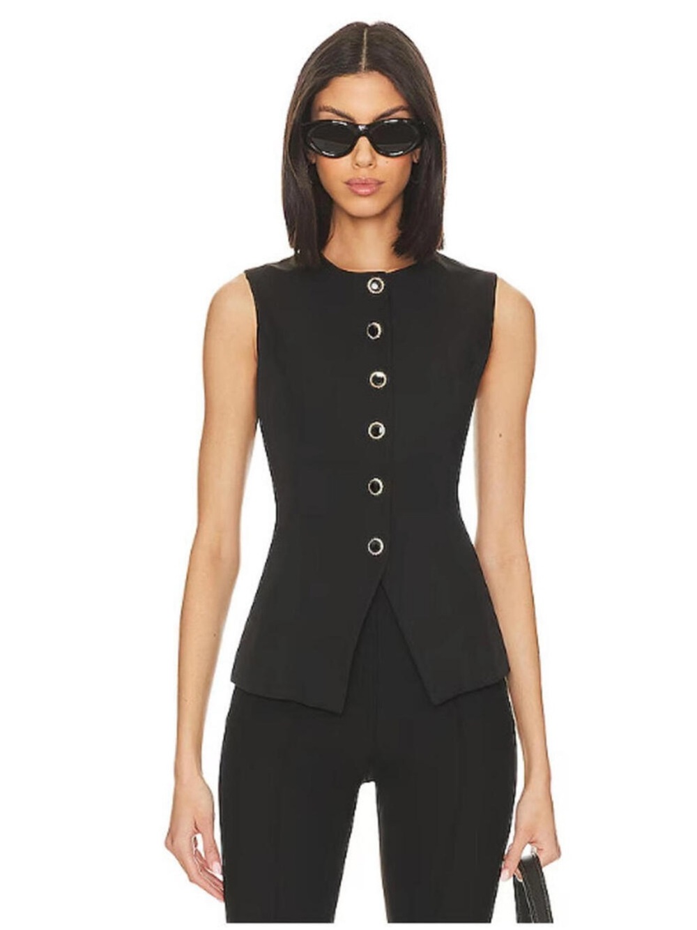 SNDYS • REVOLVE Emiliana Button Front Top Black Size XS NWT